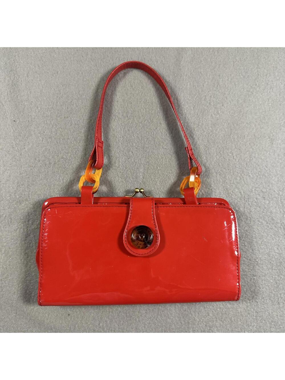 Shoulder Bag Red Mini Y2K Button Detail